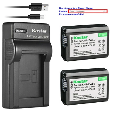 Kastar Battery Slim USB Charger for Sony NP-FW50 & Sony ZV-E10 Mirrorless Camera