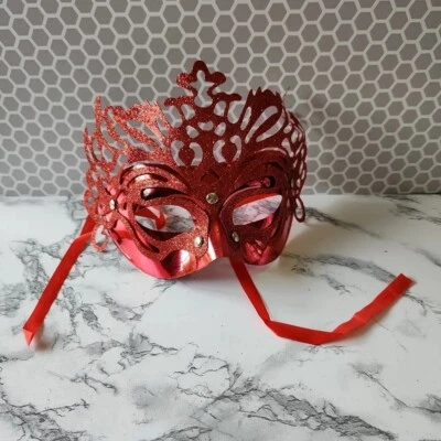 Women's Mardi Gras Masquerade Mask-Brand New- Red Venetian - Image 1 of 3