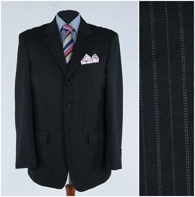 Mens Striped Blazer 44R UK Size J.FERRAR Black Sport Coat Jacket - Image 1 of 4