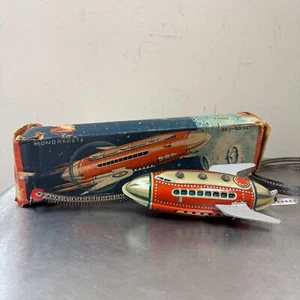 Vtg Mondrakete Sky Rocket Tin Toy w/ Box Guntherman - West Germany - Space Toy - Picture 1 of 20