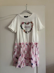 NWT Authentic Versace Girl's Heart Logo Cotton Dress sz 10 - Picture 1 of 5