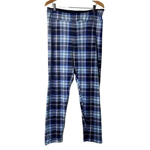 A293100 CUDDL DUDS Double Plush Velour Leggings Blue Plaid 2X - Picture 1 of 7