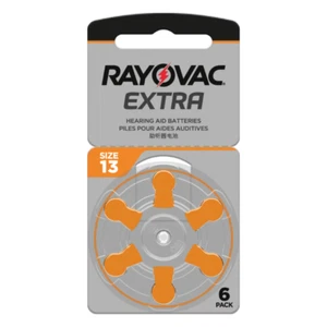 6 cells x Rayovac Extra Hearing Aid 13 Size batteries * Zinc air * Mercury free - Picture 1 of 2