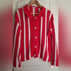 Butter Melon Striped Button-Up Cardigan M ACADEMIA COTTAGECORE FAIRYCORE - Picture 1 of 9