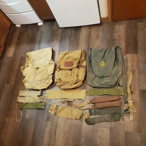 Vintage Boy Scouts Mercury Girl Scouts Canvas Camping Bag Lot Talon Sack RARE - Picture 1 of 14