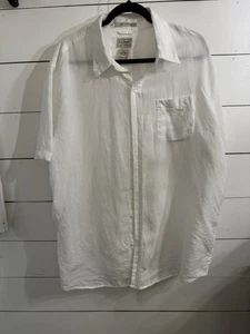 LL Bean 100% Linen Shirt Mens X-Large Slightly Fitted White Short Sleeve Casual - Picture 1 of 5
