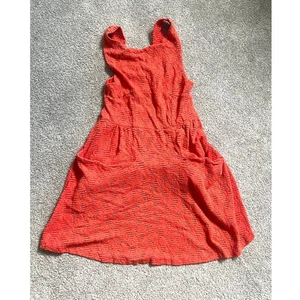 Free People Dress Womens Small Orange Sleeveless Pockets Short Y2K Boho Lace - Picture 1 of 7
