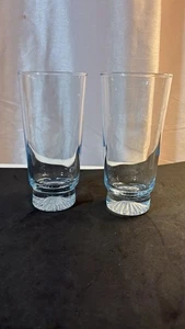 Vintage Sapphire Ice Blue Footed Highball Glasses Star Shape Bottom 2 Vintage - Picture 1 of 13