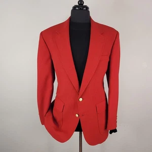 Stafford Blazer Mens 42R Red Wool Blend Gold Button Classic Sport Coat Jacket - Picture 1 of 15