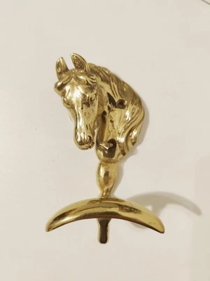 2 Appendiabiti o gancio portabriglie in ottone a forma di testa di cavallo - Immagine 1 di 4