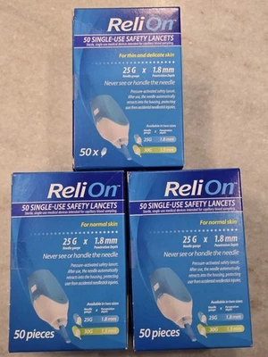 ReliOn безопасности ланцеты, 6» сумка с короткими ручками, комплект 50 одноразовый 25G 3 упаковки совершенно новый - Изображение 1 из 4