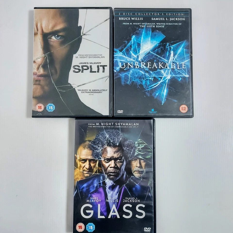 DVD Thriller Unbreakable 2000 Split 2016 Glass 2019 – M Night Shyamalan Eastrail - Image 1 of 4