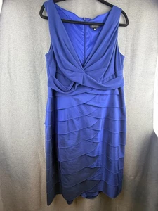 Adrianna Papell Damen 16W royalblau Stufen Cocktailkleid ärmellos V-Ausschnitt - Bild 1 von 11