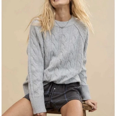 NWT Aerie Gray Cable Knit Sweater Size Large Super Soft Oversized - Image 1 of 4