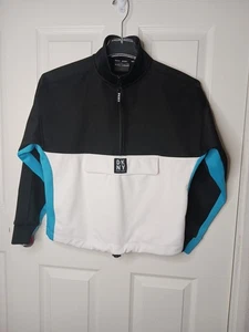 DKNY Sportjacke Unisex Herren kleine Taschen Kordelzug schwarz blau weiß Reißverschluss - Bild 1 von 12