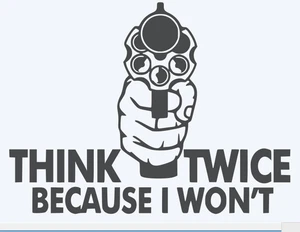 Think Twice Gun Rifle NRA 2A DieCut Vinyl Window Decal Sticker Car Truck SUV 4x4 - Picture 1 of 1