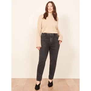 Jean de cigarrillo de tiro alto Julia Crop talla grande REFORMATION negro talla 14  - Imagen 1 de 7