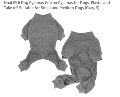 HuaLiSiJi Dog Pyjamas Elastic and Take off Suitable for Small Dogs Size L Grey - Image 1 of 4