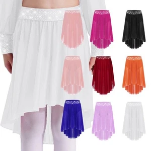 Kids Girls Dress Tango Dancewear Salsa Skirt Competition Contemporary Chiffon - Picture 1 of 49