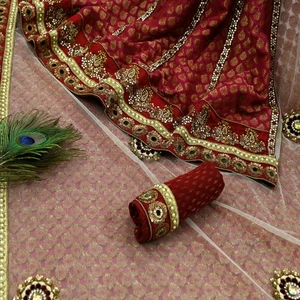 Indian Sari White & Pink Net Hand Embroidered Designer Sabyasachi Lehenga Sarees - Picture 1 of 20