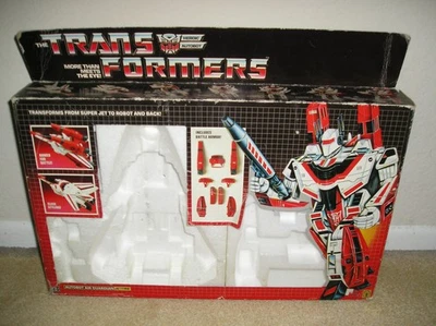 1985 ОРИГИНАЛЬНЫЕ ВИНТАЖНЫЕ ТРАНСФОРМЕРЫ G1 АВТОБОТ JETFIRE КОРОБКА + 2 ПЕНОПЛАСТОВЫХ ВСТАВНЫХ ЛОТКА - Изображение 1 из 4