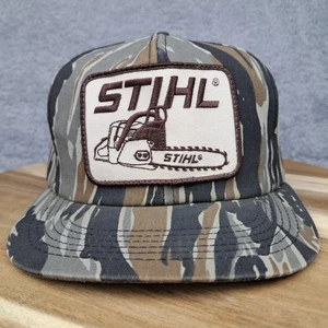 Vintage STIHL Hat Cap Snapback Camo Trucker Patch Chainsaw Outdoors Mens - Picture 1 of 8