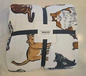 Vera Bradley Essential Throw Blanket 50"x80" A Cat’s Life Cream 50668-23263 NWT - Picture 1 of 3