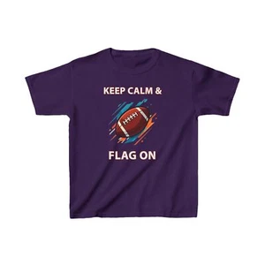 Keep Calm & Flag On Flag Football Kids Heavy Cotton™ Tee - Picture 1 of 11