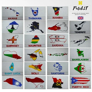 Country Flag Maps Island Map Flag Patch to Iron/Sew on, Embroidered Cloth Patch - Picture 1 of 53