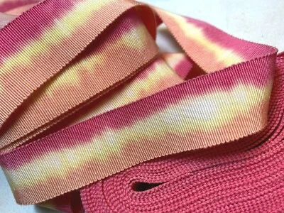 复古棉质边人造丝 7/8 英寸 Petersham 手工染色丝带 1 码 法国制造 — 第 1/4 张图片