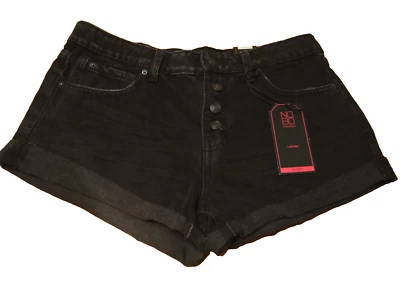 No Boundaries Juniors LR Exposed Button 2.5 Shorts Size 11 Black New with tags - Image 1 of 4