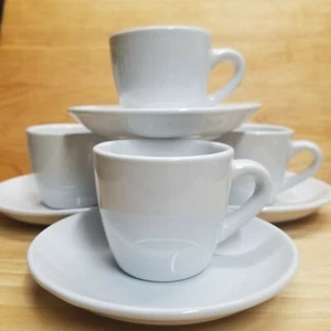 2 1/2 Unzen Demitasse Espresso Kaffeetasse & Untertasse weiß 1 EA. Restaurant Steinzeug - Bild 1 von 5