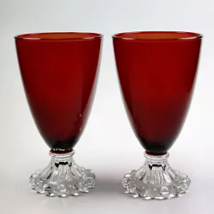 MCM Pair of Anchor Hocking Ruby Red Boopie / Berwick Wine / Juice Glasses EUC - Picture 1 of 3