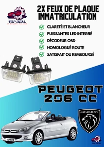 2x Feux de plaque d'immatriculation LED Peugeot 206cc expédition sous 24h - Imagen 1 de 3