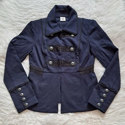 CABI In the Band Navy Blue Military Blazer XS Jacket Black Accent Buttons 3375 - Image 1 of 4