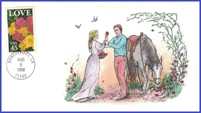 USA8 #2379 U/A COLLINS HAND PAINTED FDC   Love Roses - Image 1 of 1