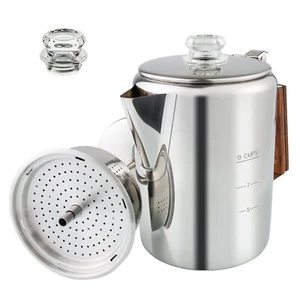 Coffee Percolator, Camping Coffee Pot 9 Cups Stainless Steel Coffee Maker wit... - Picture 1 of 9