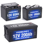 PIONERGY 12V 50Ah 100Ah 200Ah Plus LiFePO4 Lithium Deep Cycle Battery RV Solar