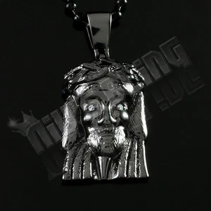 18K Black Gold Plated JESUS PIECE Simulated Diamond Pendant Hip Hop Necklace - Picture 1 of 4