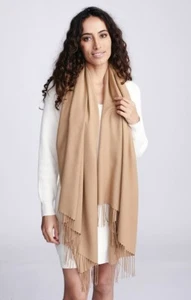 Pia Pashmina Wrap Scarf In Taupe Soft Satin Feel Cover-up For Autumn Winter - Picture 1 of 1