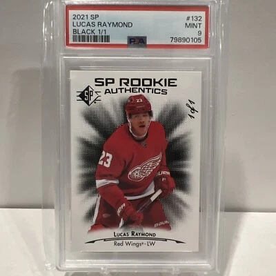 Lucas Raymond - 1/1 -  2021 UD SP Rookie Authentics - Black - Redwings - PSA 9 - Image 1 of 4
