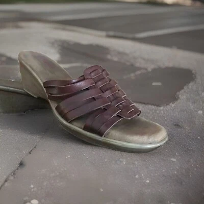 Sandalias de cuña Connie Waverly Slide, marrón, cuero, mujer 8 1/2 8,5 medianas M Foto 1 de 4