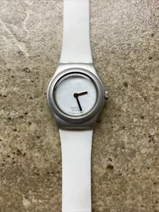 Swatch Irony Aluminum White Lady Watch Silicone Band RARE! - Picture 1 of 7