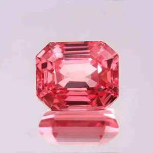 Natural Padparadscha Sapphire 40 Ct Ceylon Emerald Cut Certified Loose Gemstone - Picture 1 of 6