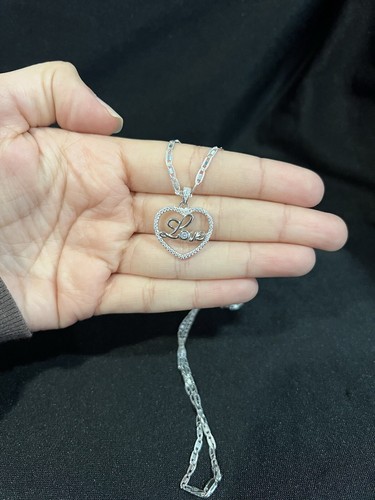 Ciondolo cuore amore zirconi donna argento sterling 925 e catena Valentino 18 24 26