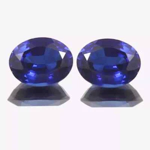 60 kt natürlicher blauer Saphir Ceylon Ovalschliff zertifiziert lose Edelsteine Paar - Bild 1 von 7