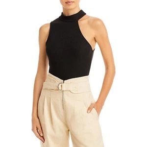 Aqua Damen Body Cutout Mock Neck Schwarz B4HP - Bild 1 von 10