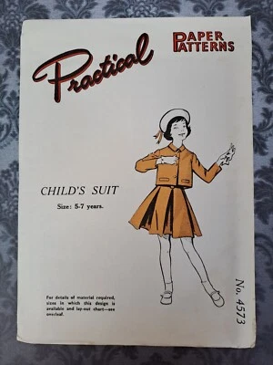 1950's Practical Paper Sewing Dress Pattern Vintage Girls Suit 5 - 7 yrs  - Image 1 of 2