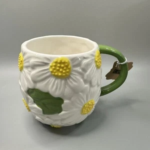 Lang Daisy Kaffeebecher 3D handbemalt Blume 18 Unzen Neu - Bild 1 von 7