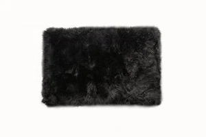 2' X 5' Black Natural Rectangular Sheepskin Area Rug - Picture 1 of 6
